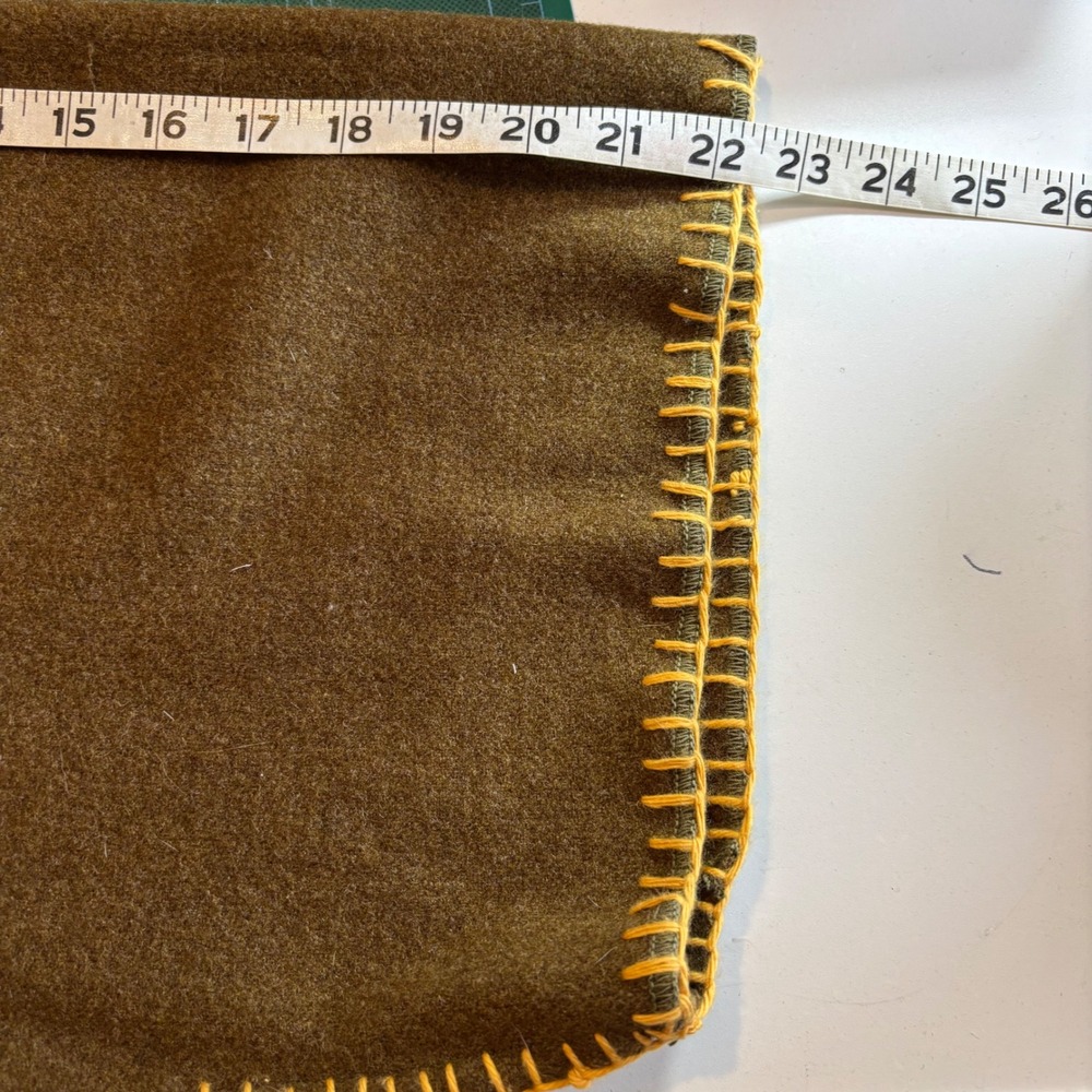 Handcrafted Olive Green Wool Hooded Cropped Bog Jacket with Yellow Stitching | L - Picture 12 of 16